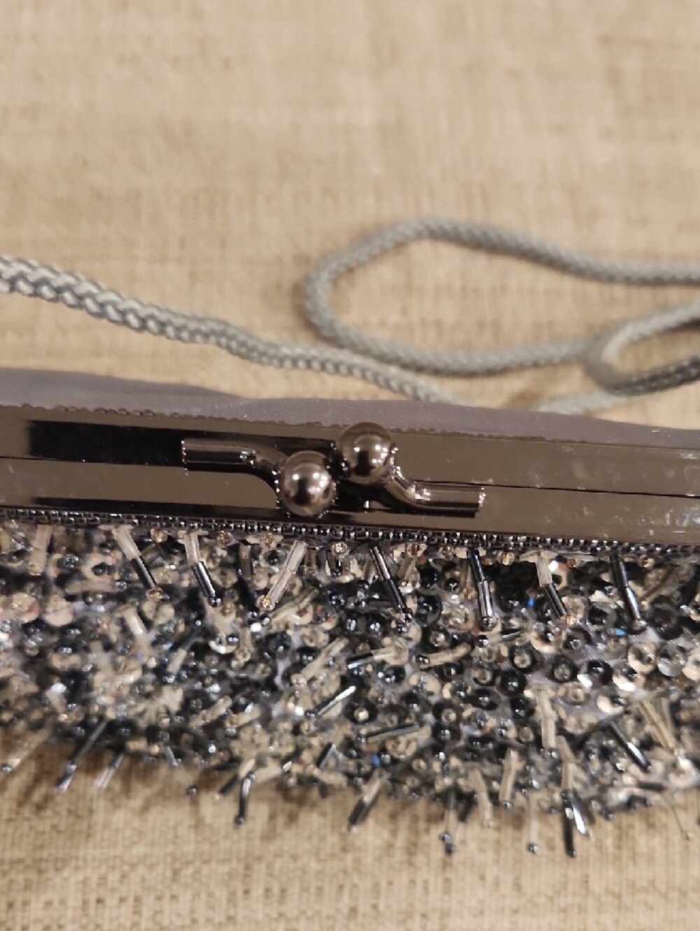Sequined Evening Shoulder Bag in Black and Silver - Picture 4 of 6